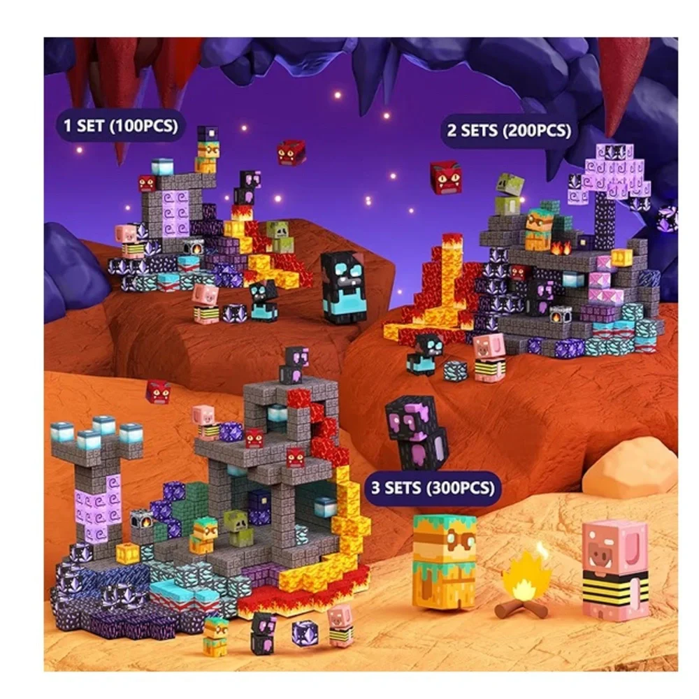 GobiDex 100PCS Magnetic Building Blocks Game-Based Build Magwonder Cave World